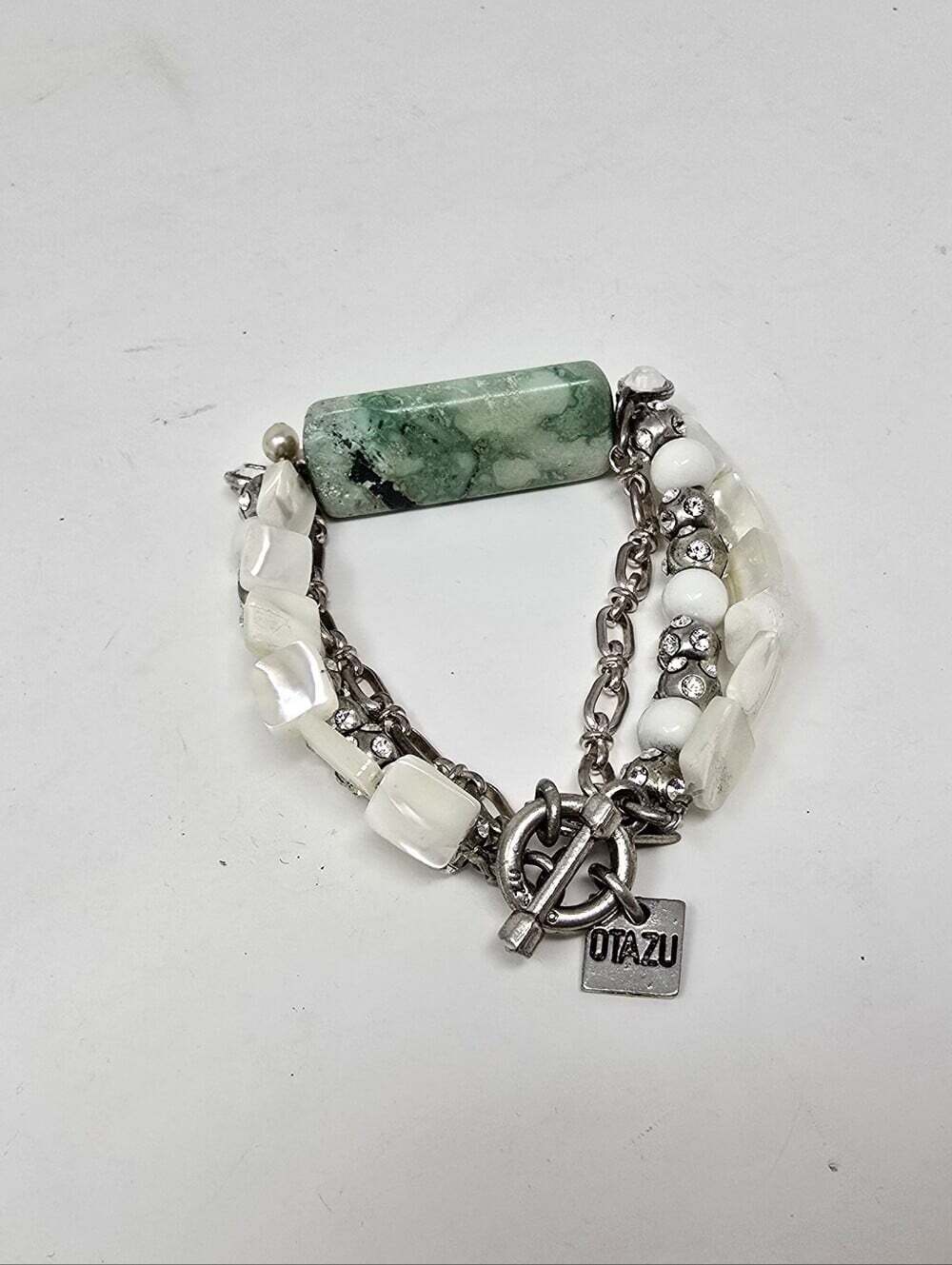 Rodrigo Otazu Bracelet Rare Style Pearl Green Natural Stone Metal